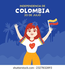 Colombia independence day background. Colombian independence day celebration. July 20. vector illustration. poster, banner, flyer, greeting card, template. 20th July. wavy Colombian flag.