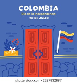 Colombia independence day background. Colombian independence day celebration. July 20. vector illustration. poster, banner, flyer, greeting card, template. 20th July. wavy Colombian flag.