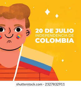 Colombia independence day background. Colombian independence day celebration. July 20. vector illustration. poster, banner, flyer, greeting card, template. 20th July. wavy Colombian flag.