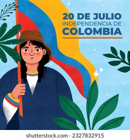 Colombia independence day background. Colombian independence day celebration. July 20. vector illustration. poster, banner, flyer, greeting card, template. 20th July. wavy Colombian flag.