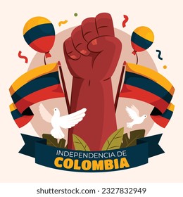 Colombia independence day background. Colombian independence day celebration. July 20. vector illustration. poster, banner, flyer, greeting card, template. 20th July. wavy Colombian flag.