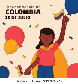 Colombia independence day background. Colombian independence day celebration. July 20. vector illustration. poster, banner, flyer, greeting card, template. 20th July. wavy Colombian flag.