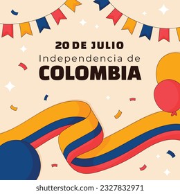 Colombia independence day background. Colombian independence day celebration. July 20. vector illustration. poster, banner, flyer, greeting card, template. 20th July. wavy Colombian flag.