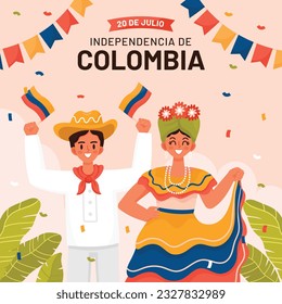 Colombia independence day background. Colombian independence day celebration. July 20. vector illustration. poster, banner, flyer, greeting card, template. 20th July. wavy Colombian flag.