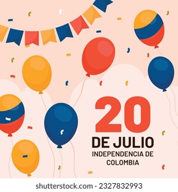 Colombia independence day background. Colombian independence day celebration. July 20. vector illustration. poster, banner, flyer, greeting card, template. 20th July. wavy Colombian flag.