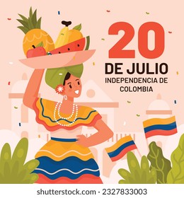 Colombia independence day background. Colombian independence day celebration. July 20. vector illustration. poster, banner, flyer, greeting card, template. 20th July. wavy Colombian flag.