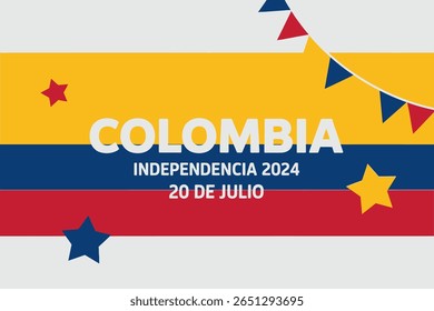 Colombia Independence Day banner, 20 de julio, patriotic celebration, national holiday, festive design, Colombian flag background