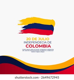 Colombia Independence Day Banner with Brush Stroke Flag Design