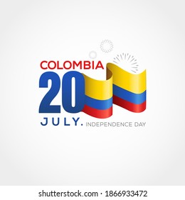 Día de la Independencia de Colombia con símbolo del estado de la bandera. feliz día nacional de la tarjeta de saludo de colombia