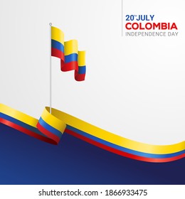 Colombia independence day with flag state symbol. happy national day of colombia greeting card
