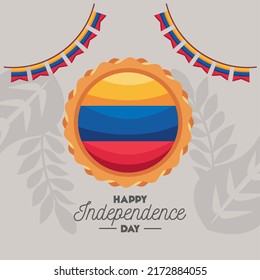 colombia independence day postcard with flag