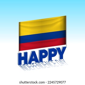 Colombia independence day. Simple Colombia flag and billboard in the sky. 3d lettering template. Ready special day design message.