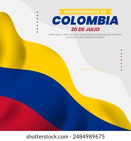 Colombia Independence Day Social Media Post Templates Background with flag