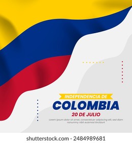 Colombia Independence Day Social Media Post Templates Background with flag