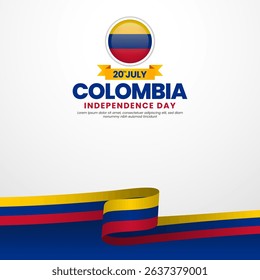 Colombia independence day Square banner background with waving flag illustration