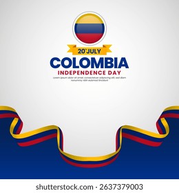 Colombia independence day Square banner background with waving flag illustration