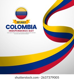 Colombia independence day Square banner background with waving flag illustration