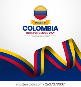 Colombia independence day Square banner background with waving flag illustration