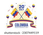 Colombia Independence Day Vector Illustration with Waving Flag in National Holiday Celebration Flat Cartoon Hand Drawn Landing Page Templates