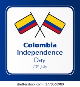 Día de la Independencia de Colombia, ilustración de plantilla vectorial sobre fondo azul.