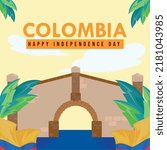 colombia independence illustration with boyaca bridge