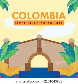 ilustración de la independencia de colombia con puente boyaca