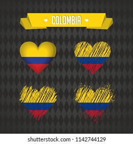 Colombia with love. Design vector broken heart with flag inside.