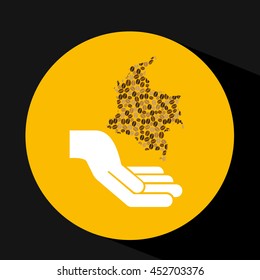 colombia made of coffee bean icon, vector illustration