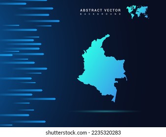 Colombia map with abstract blue background technology.