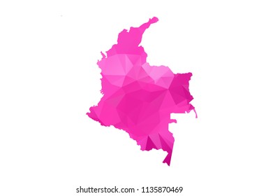 colombia Map - Abstract geometric rumpled triangular low poly style gradient graphic on white background , line dots polygonal design for your . Vector illustration