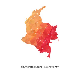 Colombia Map - Abstract geometric rumpled triangular low poly style gradient graphic on white background , line dots polygonal design for your . Vector illustration eps 10.
