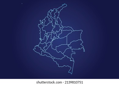 Colombia Map of Abstract High Detailed Glow Blue Map on Dark Background logo illustration	
