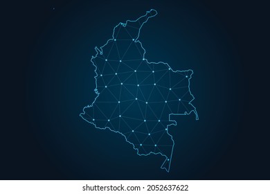 colombia map ,Abstract mash line and point scales on dark background for your web site design map logo, app, ui,Travel. Vector illustration eps 10.
