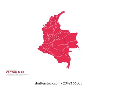 Mapa de Colombia - estilo abstracto rojo aislado en fondo blanco para infografía, vector de diseño.