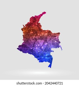 Fondo del mapa de Colombia en estilo poligonal. Ilustración vectorial bajo políticamente colorido mapa de Colombia aislado. EPS vectorial 10.
