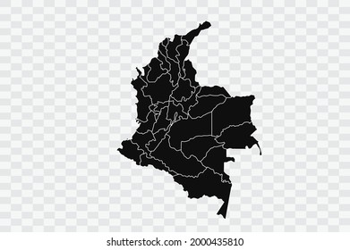 Colombia Map black Color on Backgound png