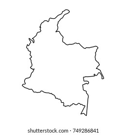 Colombia map of black contour curves of vector illustration