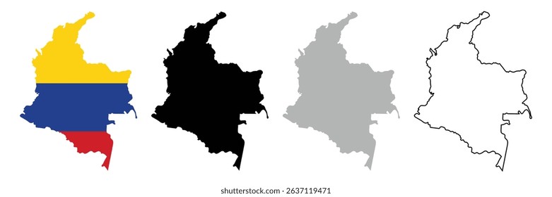 Colombia map black silhouette vector illustration on white background
