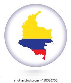 Colombia map button with national flag