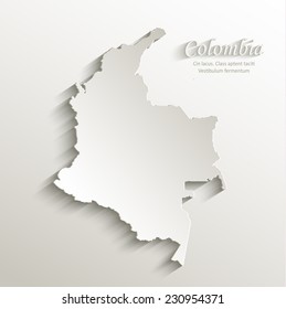 Colombia map card paper 3D natural vector
