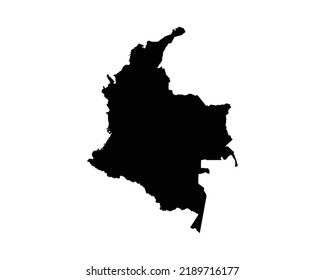 Colombia Map. Colombian Country Map. Black and White National Outline Geography Border Boundary Shape Territory EPS Vector Illustration Clipart