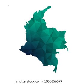 Colombia map - Colorful Polygonal map of Colombia rumpled triangular low poly style gradient graphic background , Vector illustration eps 10.
