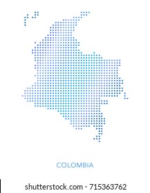 Colombia Map, Dot Vector Background