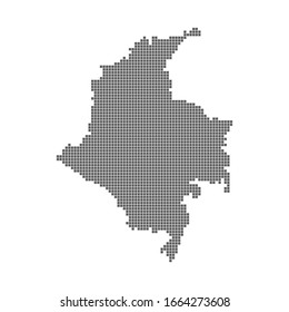 Colombia map dotted polka dot pixel. Vector icon