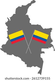 Colombia Map And Flag Design Vector Outline