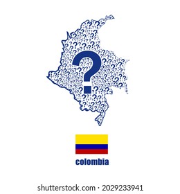 colombia map flag made from question mark.
