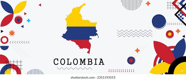 Diseño de banner del día nacional de la bandera del Mapa COLOMBIA. fondo web de arte gráfico del tema de bandera. Abstracto celebración decoración geométrica ilustración vectorial