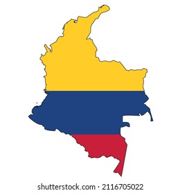 Colombia map with flag - outline of a state with a national flag, white background, vector