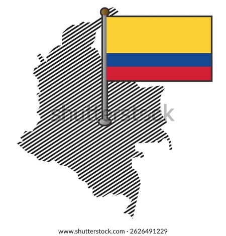 Colombia map with flag. Vector illustration