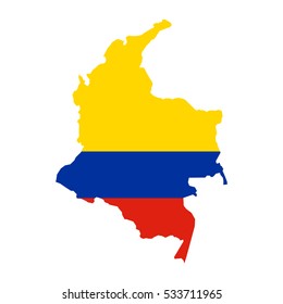 Colombia map and flag in white background